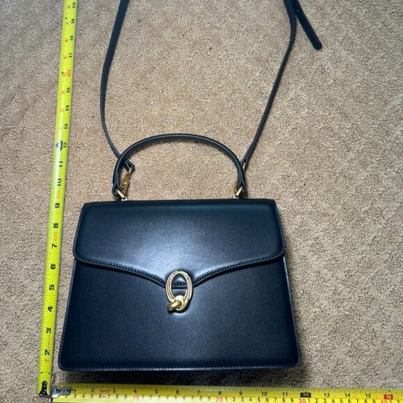 Retro Style Leather L'Festin Top Handle Shoudler Bag with Gold Hardware - Black - Picture 3 of 11